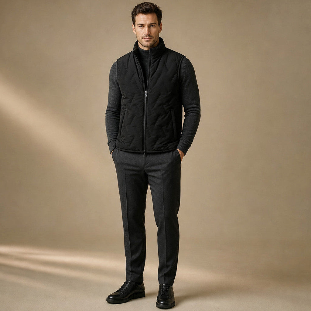 Hamilton | Sherpa Waistcoat Water-Resistant Shell Black – Full Look