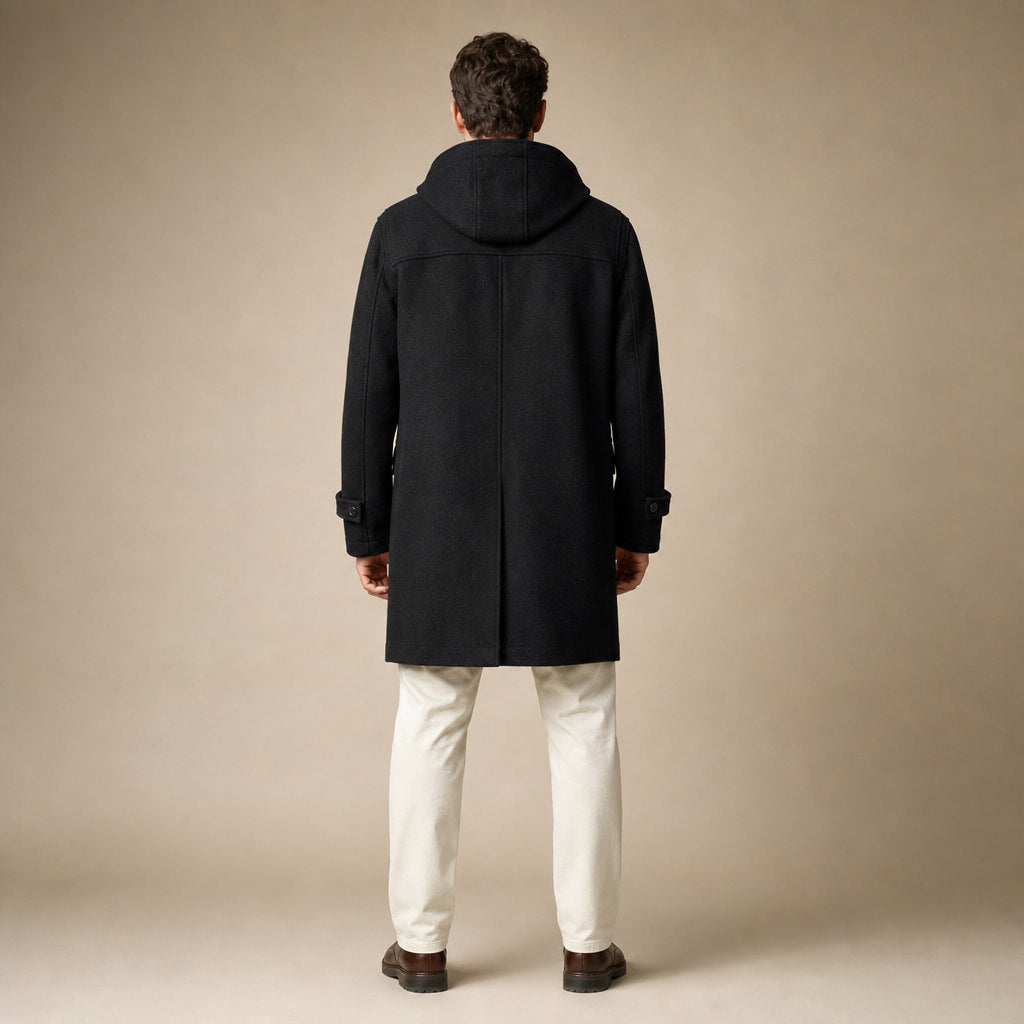 Duffle Coat Toggle Front Black Black – Full Look