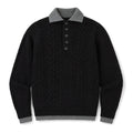 Hardy | Cable Knit Jumper Faux Layered Collar Black – Product Photo