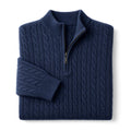 Harold | Cable Knit Quarter Zip Jumper Midnight Navy – Product Photo