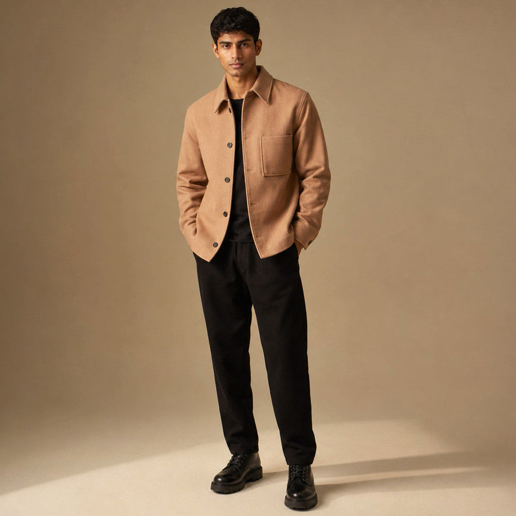 Harrowgate | Sweater Jacket Buttoned Wool Sepia Tan – Full Look