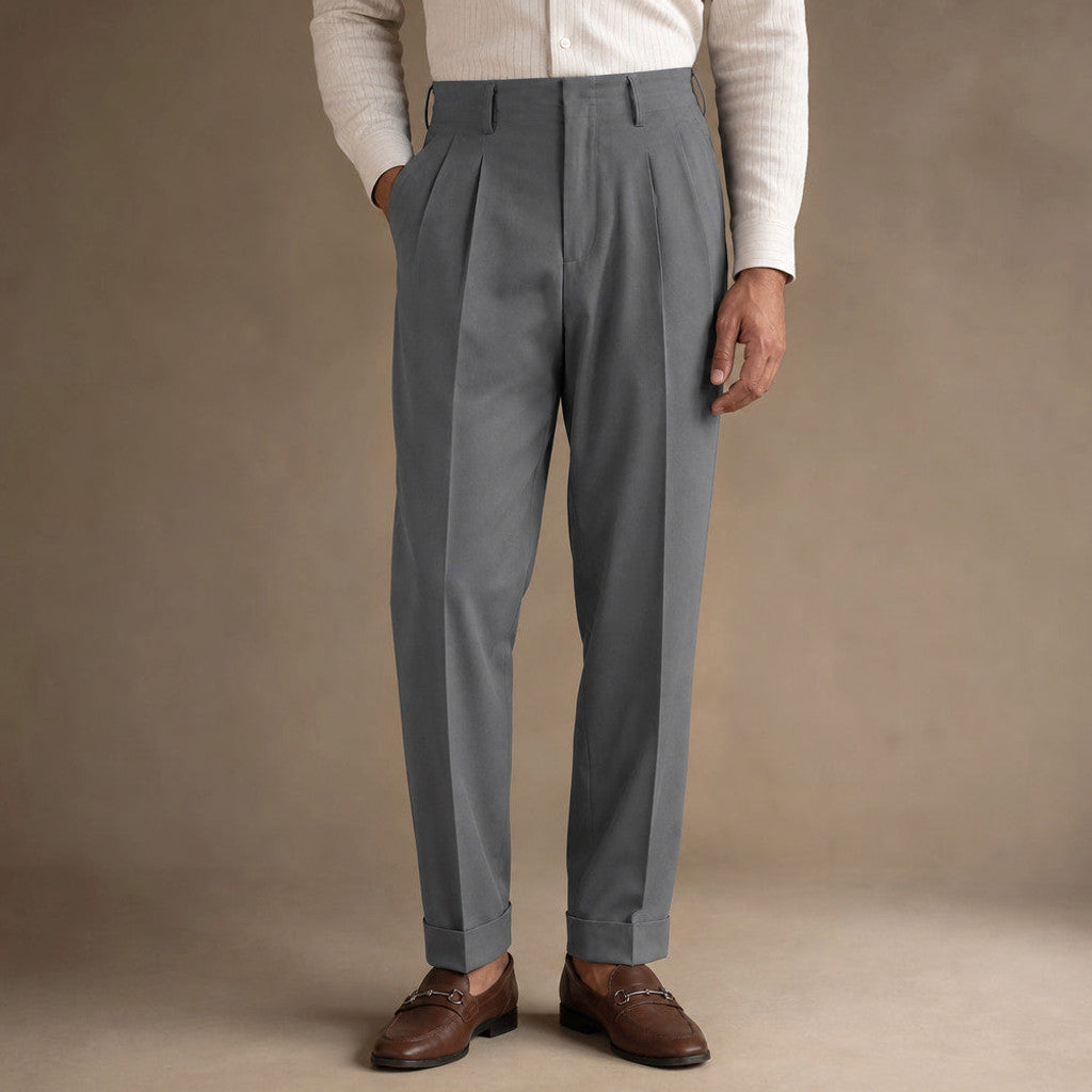 Hartvale | Pleated Trouser Tapered Leg Grey – Product Photo
