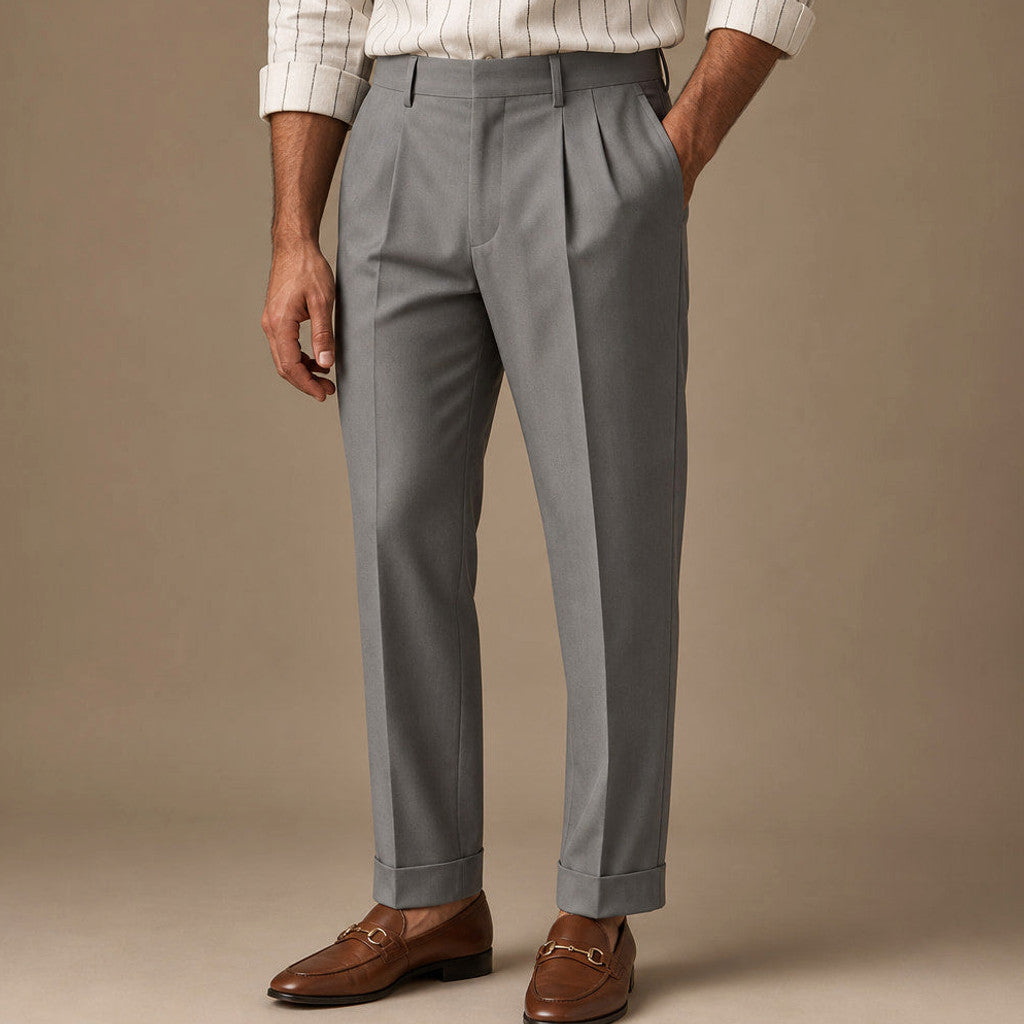 Hartvale | Pleated Trouser Tapered Leg in Grey – Premium Editorial