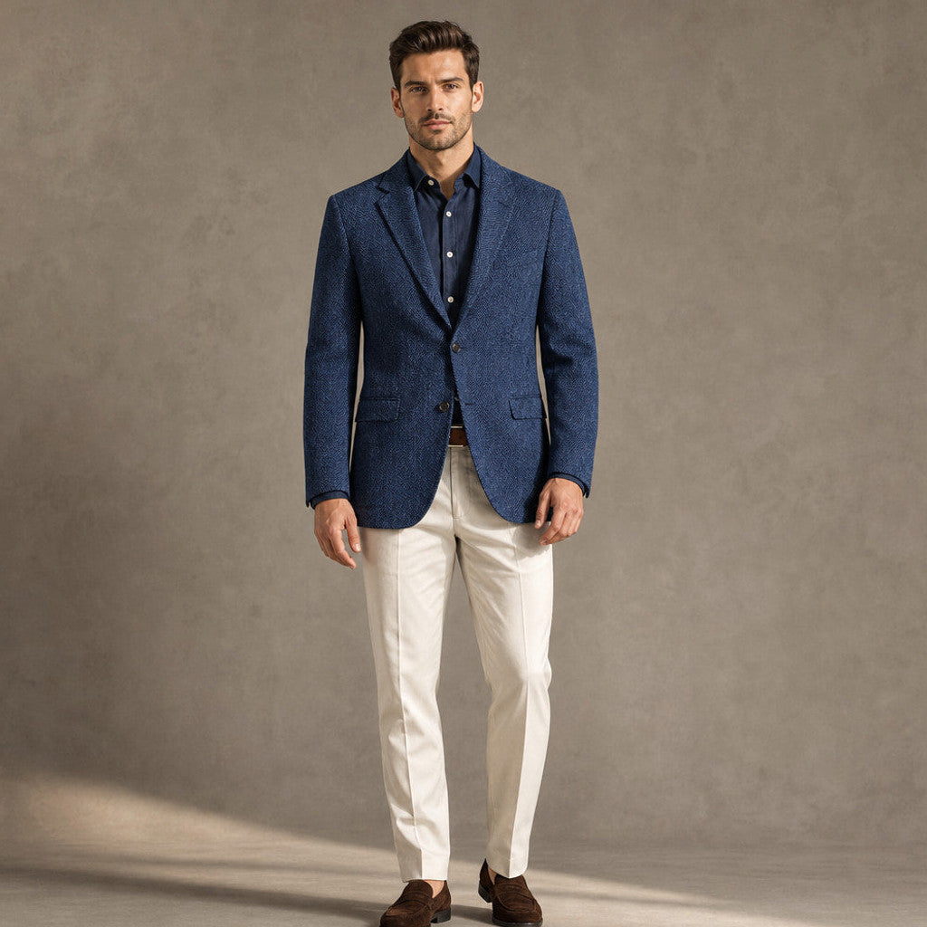 Harwell | Herringbone Blazer Notch Lapel Blue – Product Photo