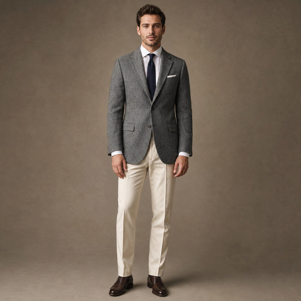 Harwell | Herringbone Blazer Notch Lapel Grey – Product Photo