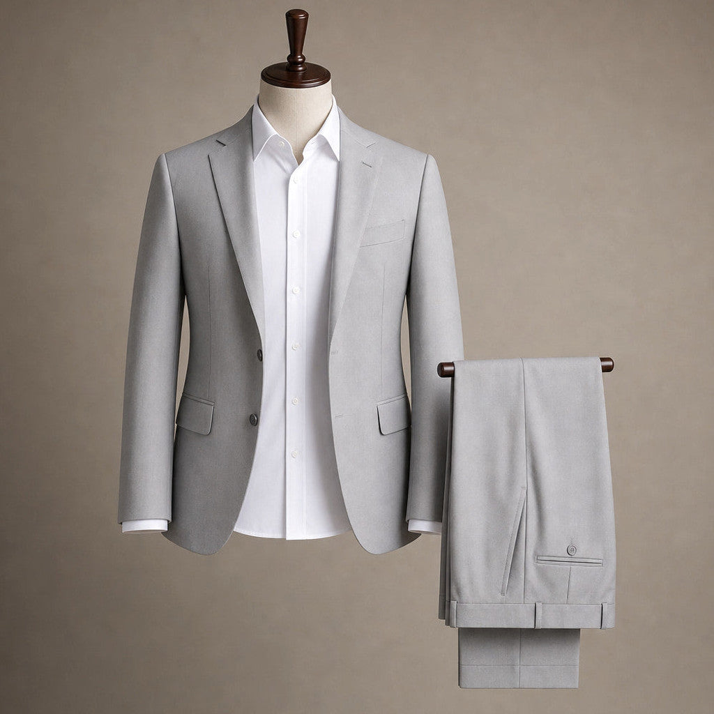 Hensbury | Three Piece Suit Slim Fit Notch Lapel Light Grey – Product Photo
