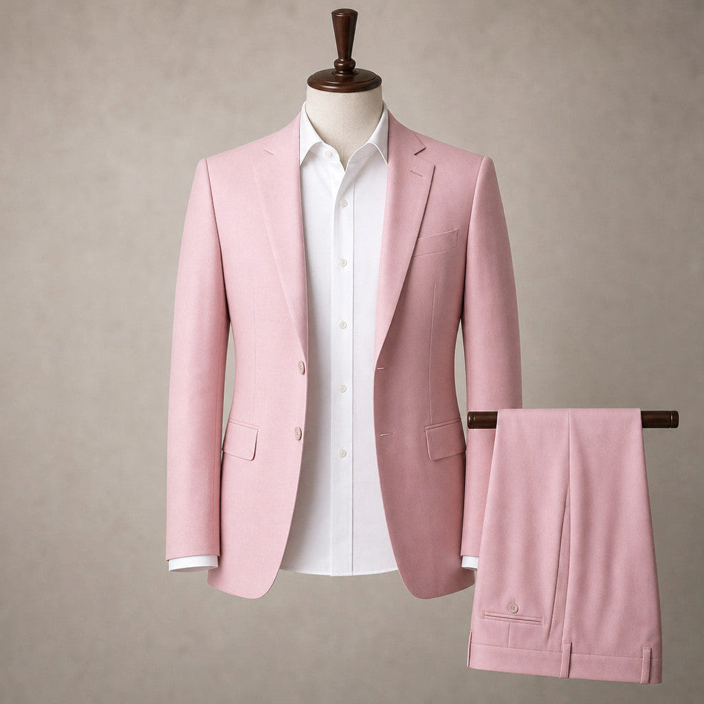 Hensbury | Three Piece Suit Slim Fit Notch Lapel Pink – Product Photo