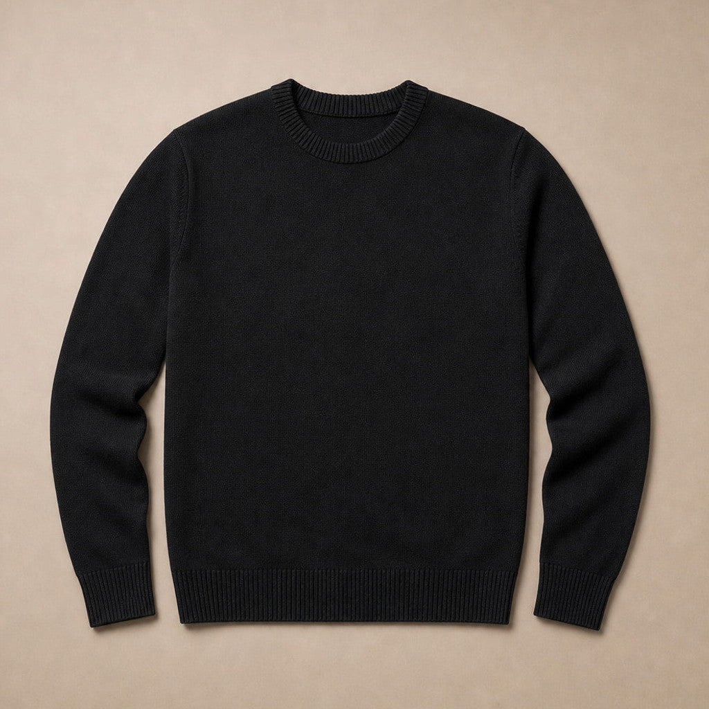 Holbrook | Crew Neck Jumper Lightweight Knit Black – Product Photo