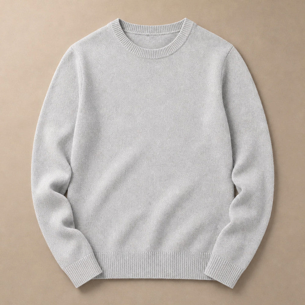 Holbrook | Crew Neck Jumper Lightweight Knit Light Gray – Product Photo