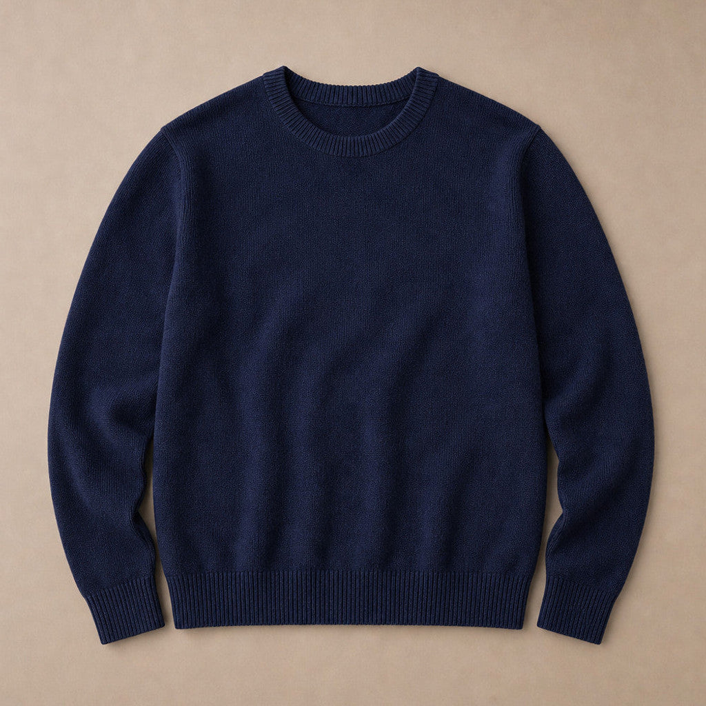 Holbrook | Crew Neck Jumper Lightweight Knit Navy – Product Photo