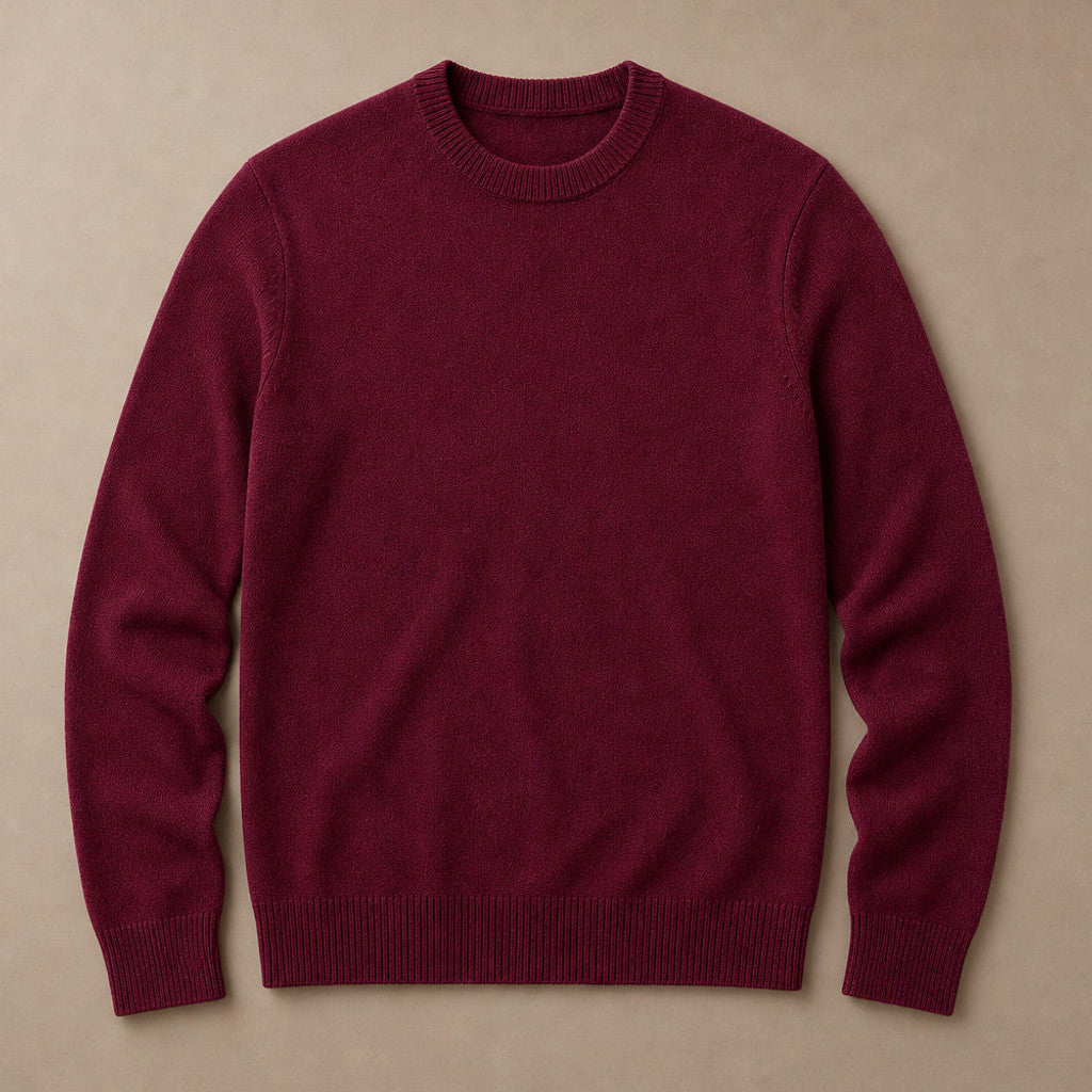 Holbrook | Crew Neck Jumper Lightweight Knit Wine – Product Photo