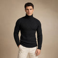 Turtleneck Sweater Ribbed Knit Black – Product Photo