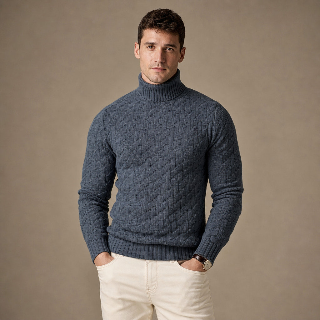 Turtleneck Sweater Ribbed Knit Dark Gray – Product Photo