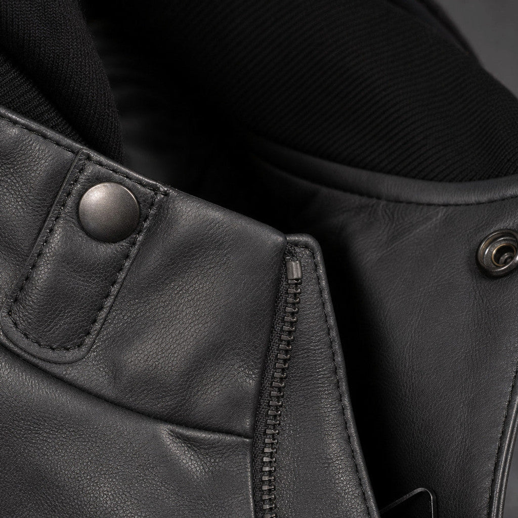 Hollis | Bomber Jacket Removable Hood Black – Product Photo