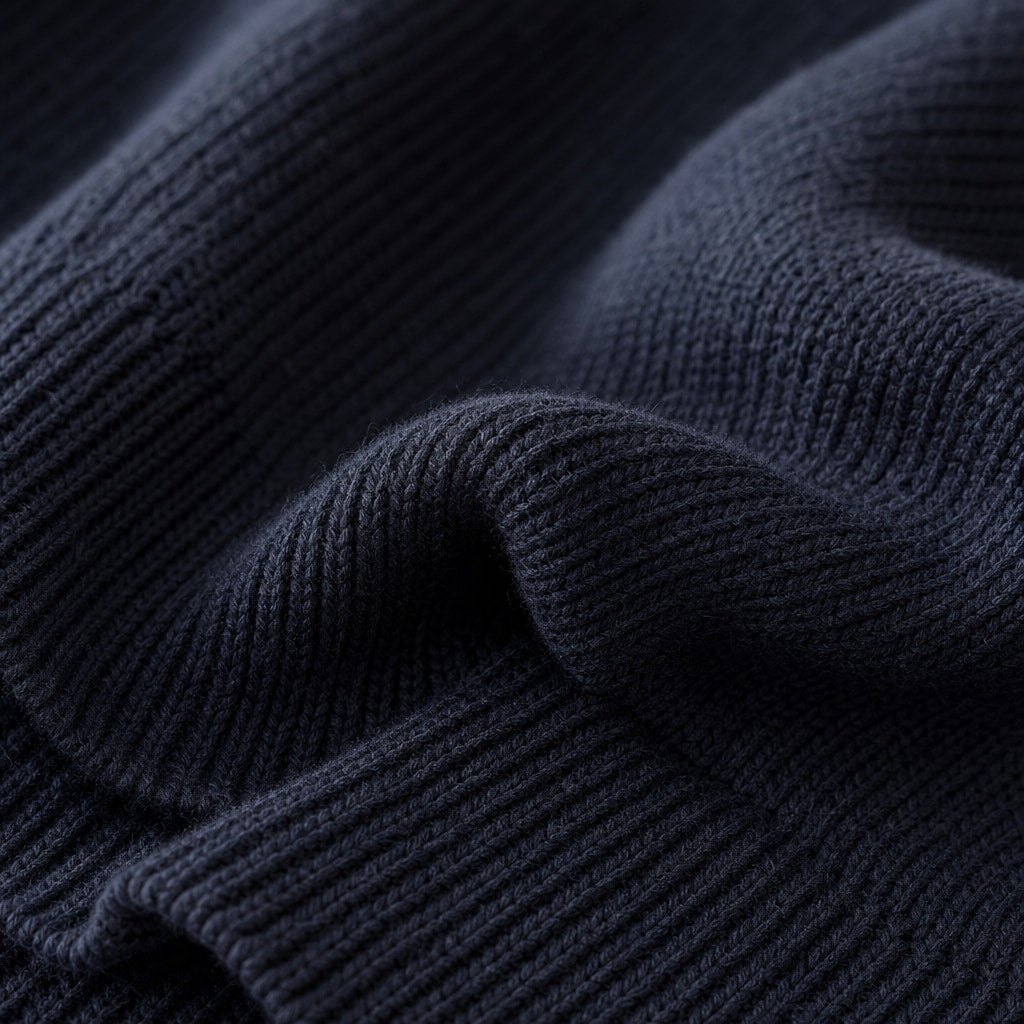 Knit Jumper Nordic Snowflake Navy Navy – Fabric and Detail Close-Up