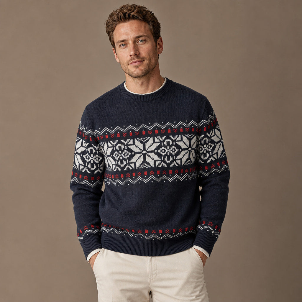 Knit Jumper Nordic Snowflake Navy Navy – Product Photo
