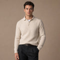 Cashmere Polo Shirt Long Sleeve Beige – Product Photo