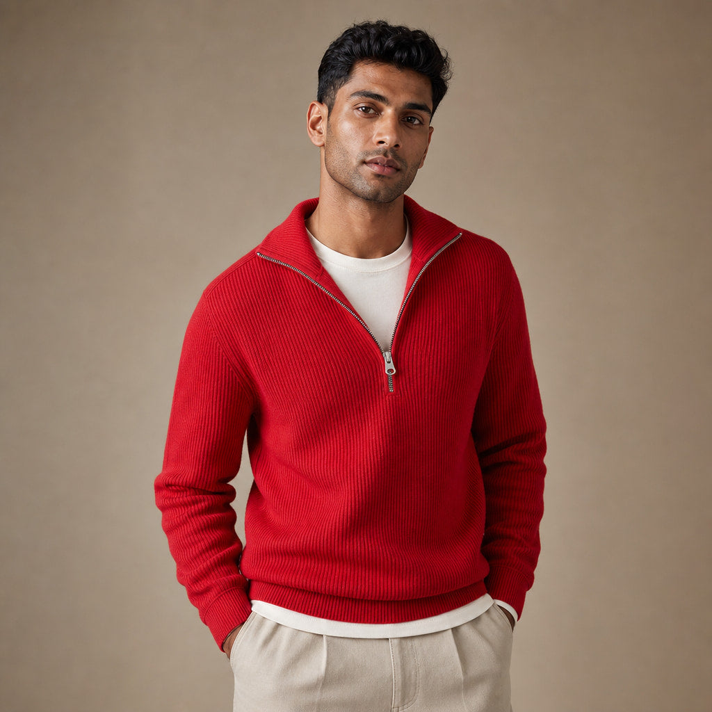 Cardigan Open Front Relaxed Fit Red – Product Photo