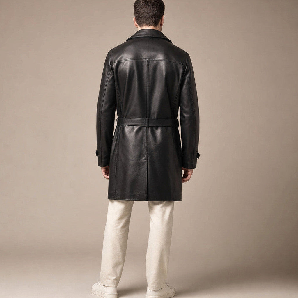 Hudson | Leather Trench Coat Single Breasted Black – Product Photo
