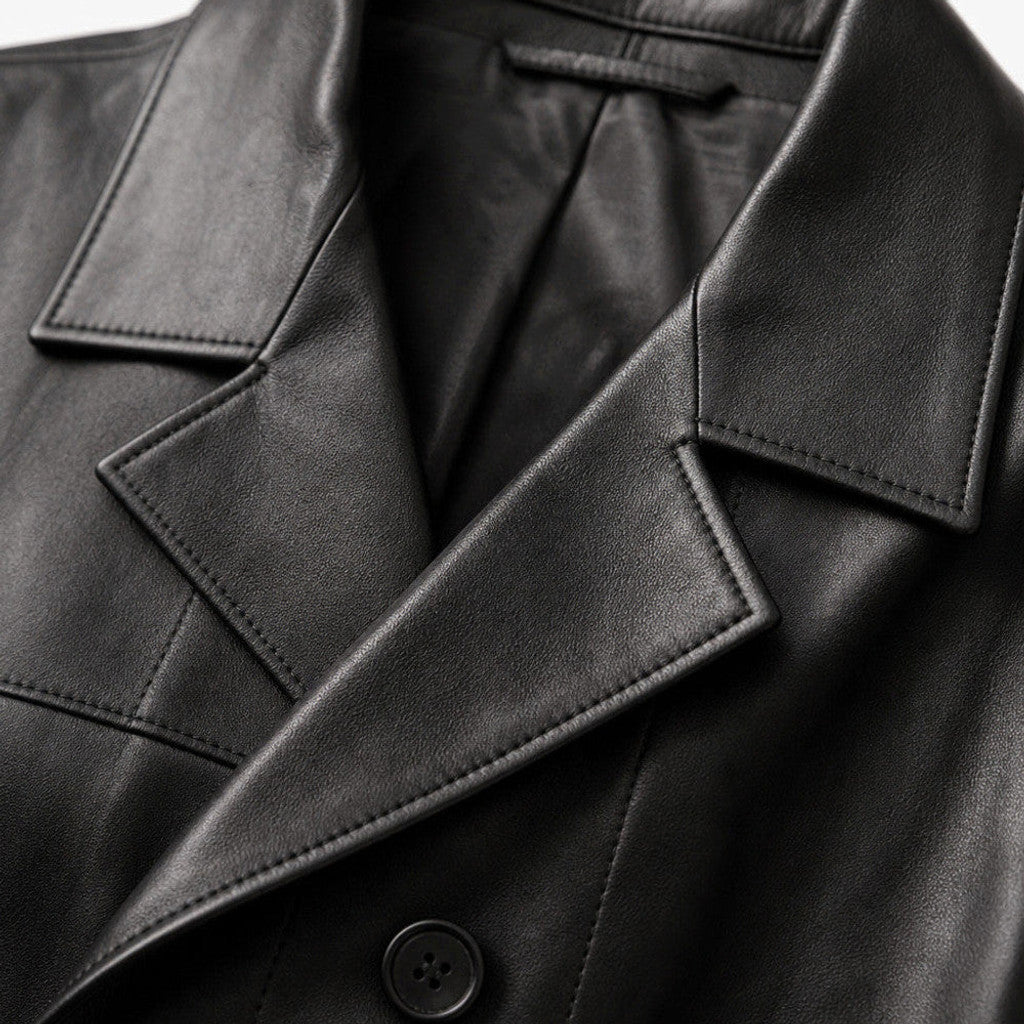 Hudson | Leather Trench Coat Single Breasted Black – Product Photo