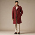 Glen Plaid Overcoat Wide Lapel Red Houndstooth – Product Photo
