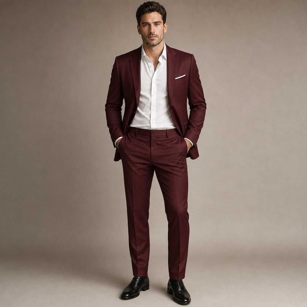 Jenner | Two-Piece Suit Slim Fit Notch Lapel in Burgundy – Premium Editorial