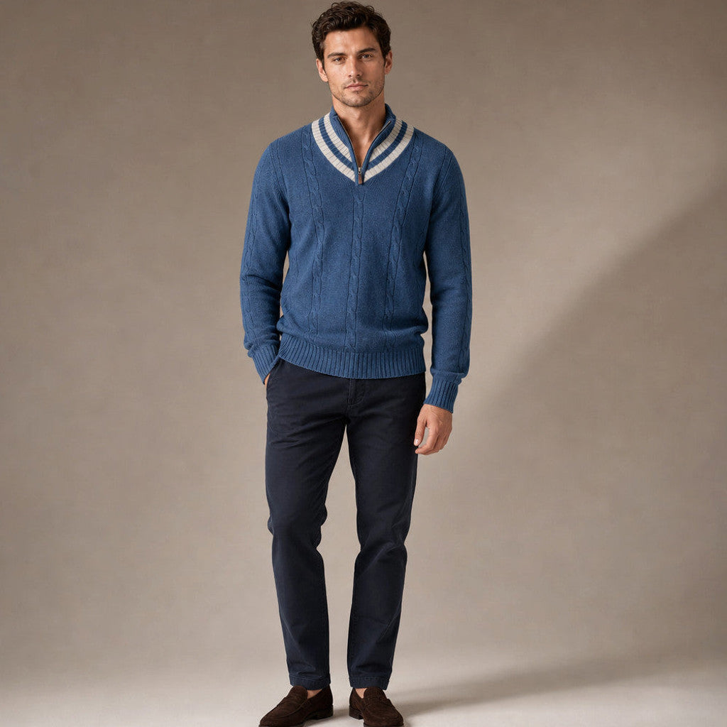 Jethro | Quarter Zip Jumper Wool Knit – Product Photo