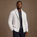 Cable Knit Cardigan Shawl Collar White – Product Photo