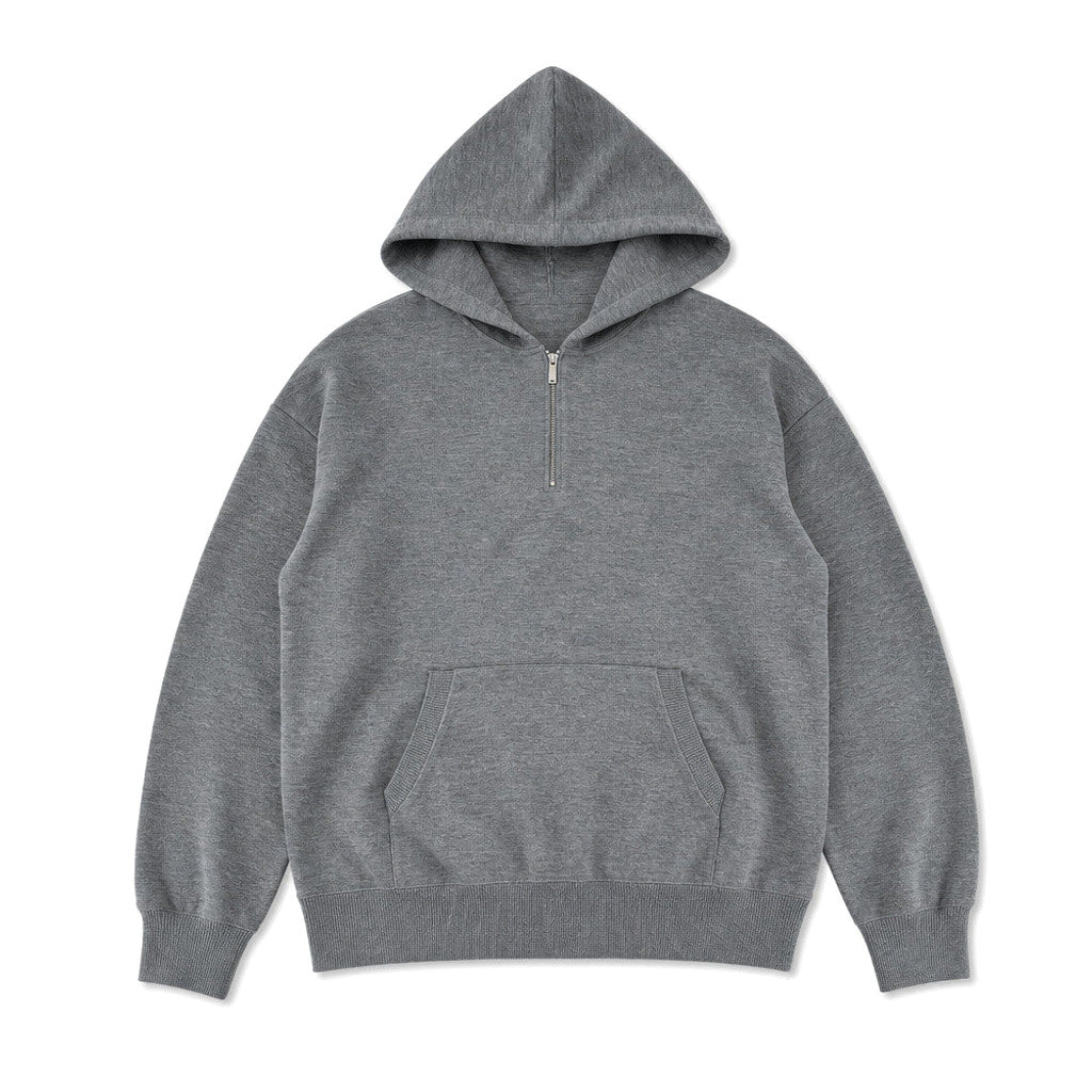 Jonathan | Knit Hoodie Half Zip Dark Gray – Product Photo