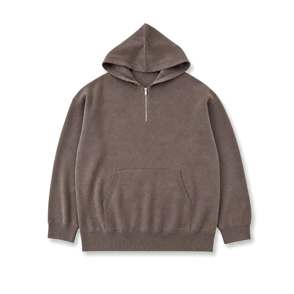 Jonathan | Knit Hoodie Half Zip Taupe – Product Photo