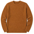 Man wearing brown ribbed cardigan over a shirt