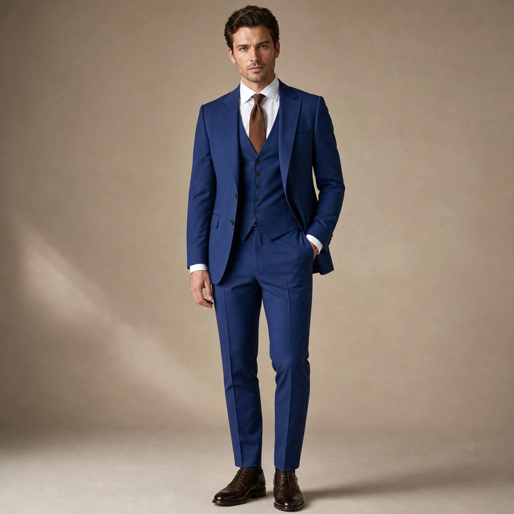 Kelsten | Three Piece Suit Shawl Lapel Slim Fit in Cobalt Blue – Premium Editorial
