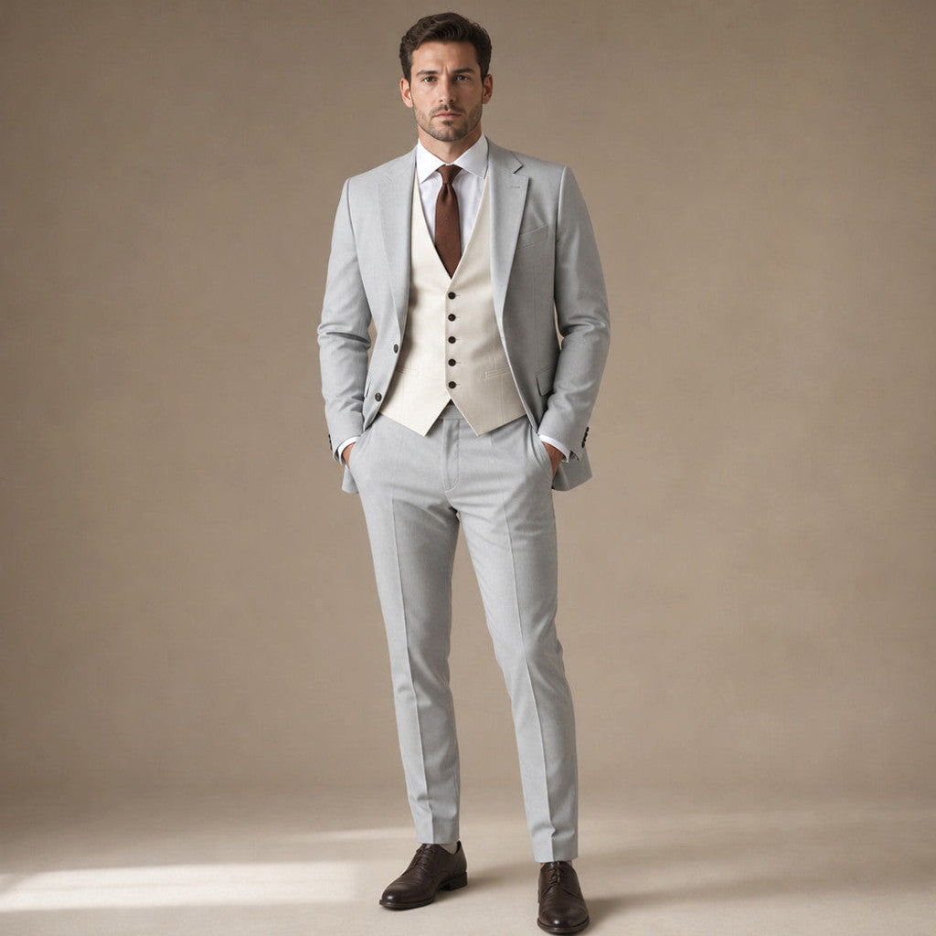 Kelsten | Three Piece Suit Shawl Lapel Slim Fit in Grey – Premium Editorial