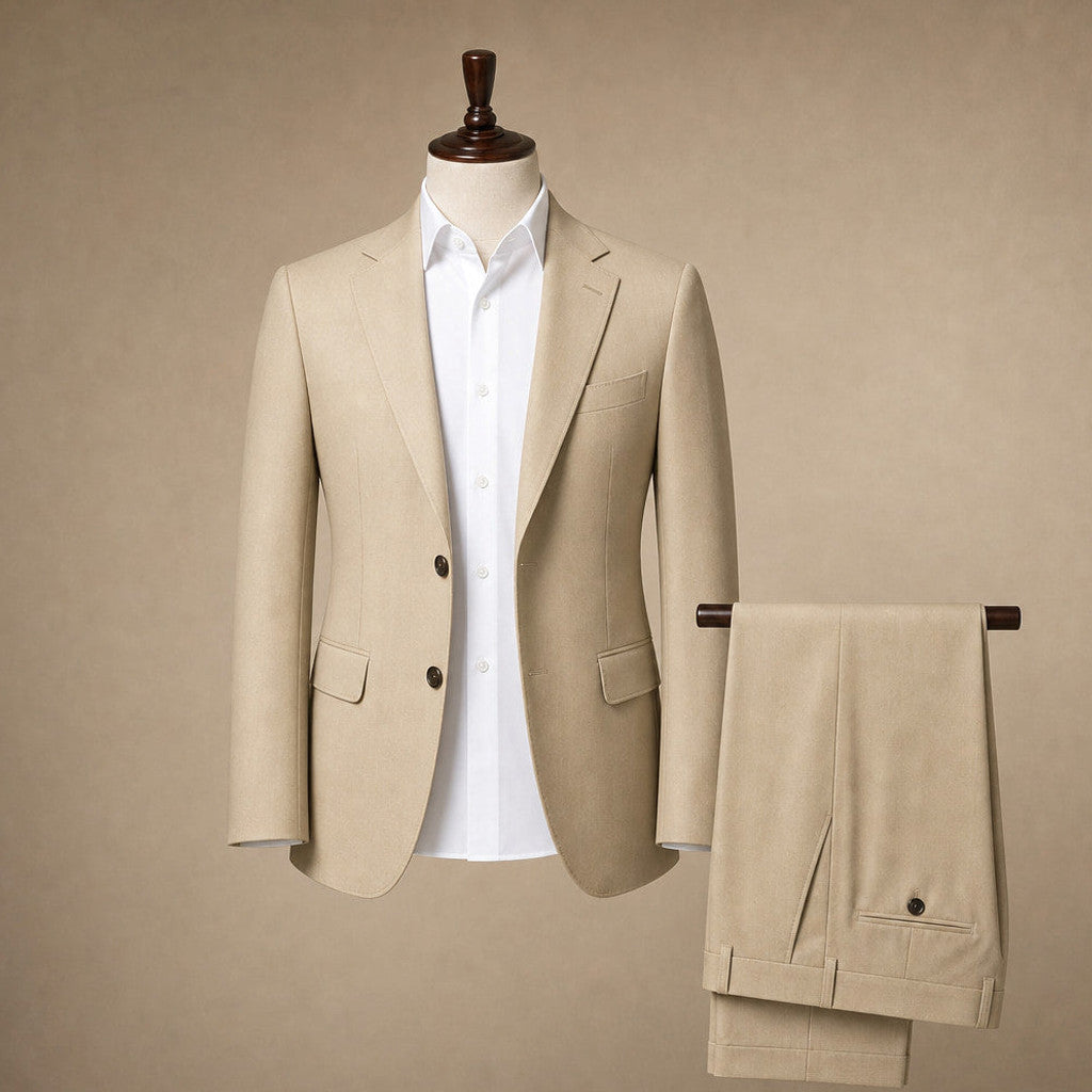 Kelsten | Three Piece Suit Shawl Lapel Slim Fit Khaki – Product Photo