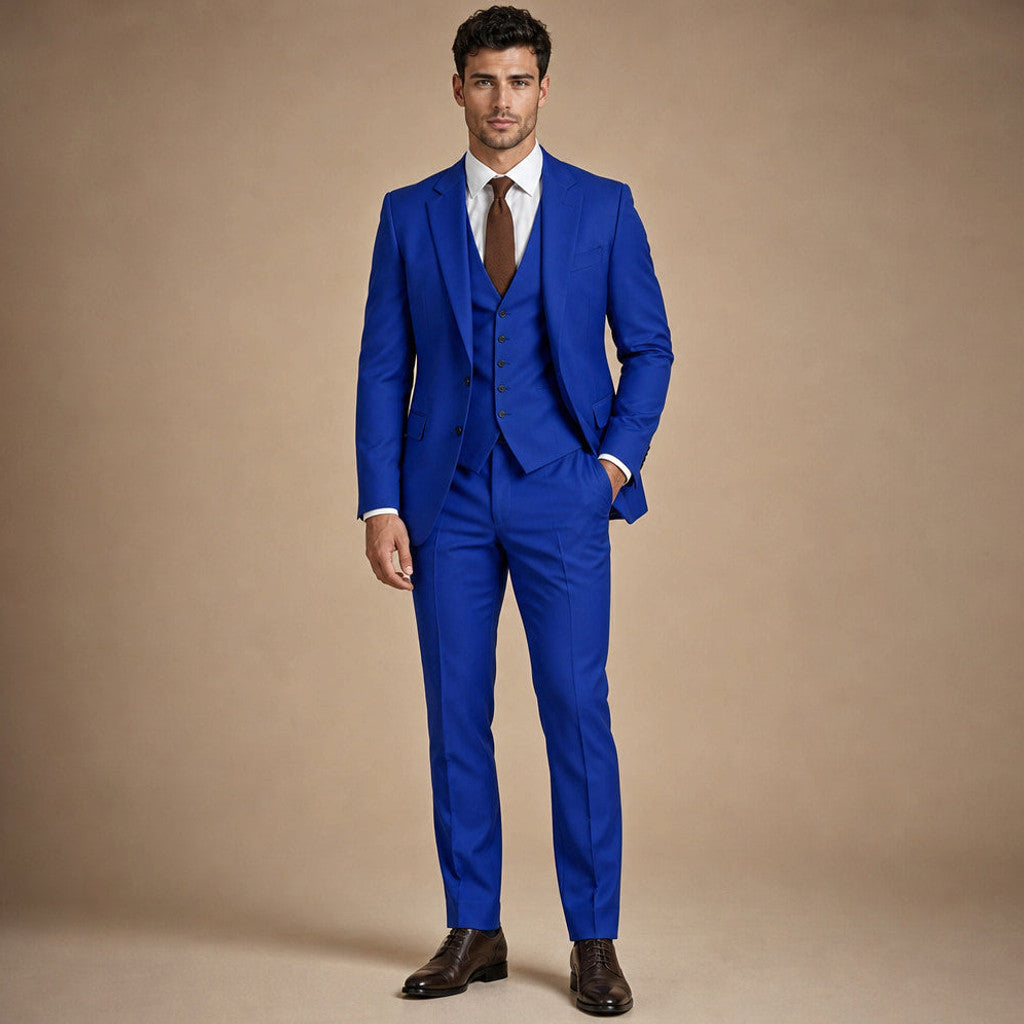 Kelsten | Three Piece Suit Shawl Lapel Slim Fit in Royal Blue – Premium Editorial