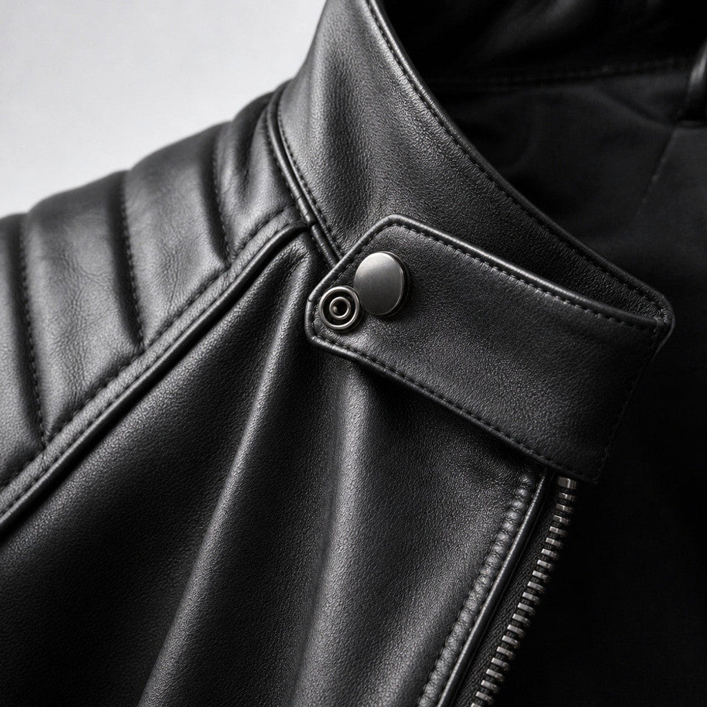 Kelvedon | Biker Jacket Sheepskin Leather Black – Product Photo