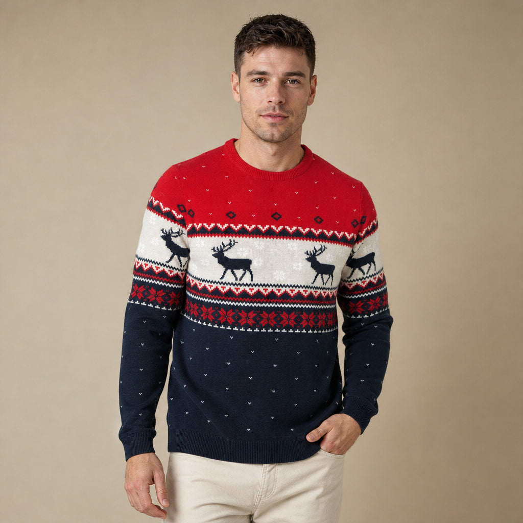 Christmas Jumper Reindeer Knit Navy Navy – Product Photo
