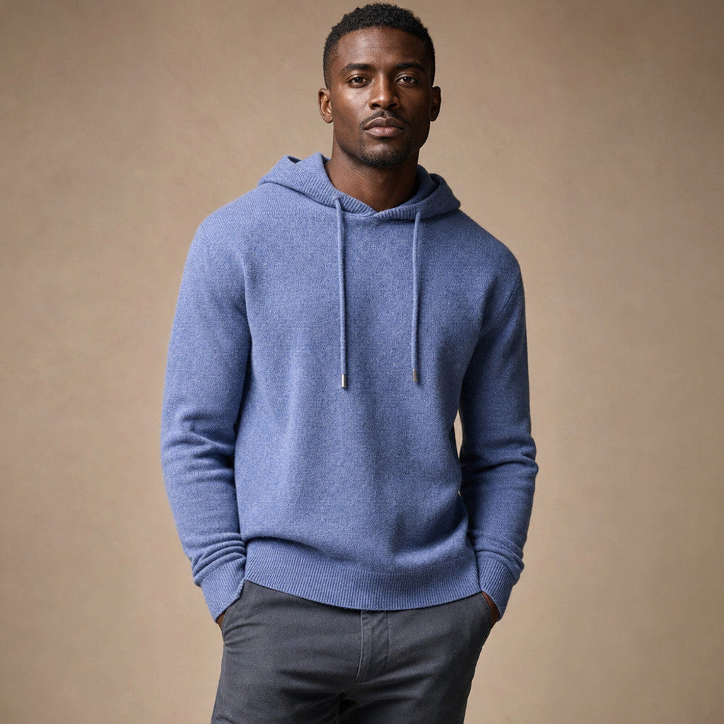 Keverne | Knitwear Hoodie Merino Knit Blue – Product Photo