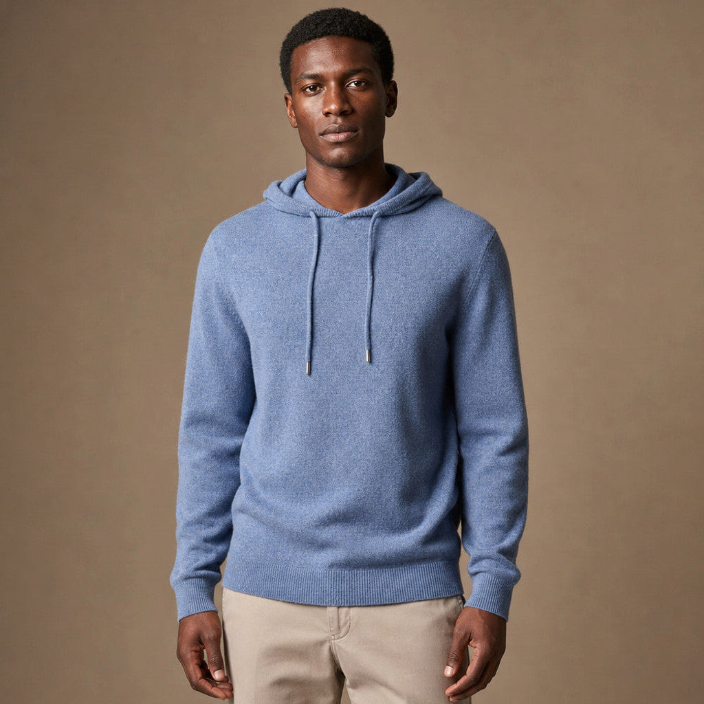 Keverne | Knitwear Hoodie Merino Knit in Blue – Premium Editorial