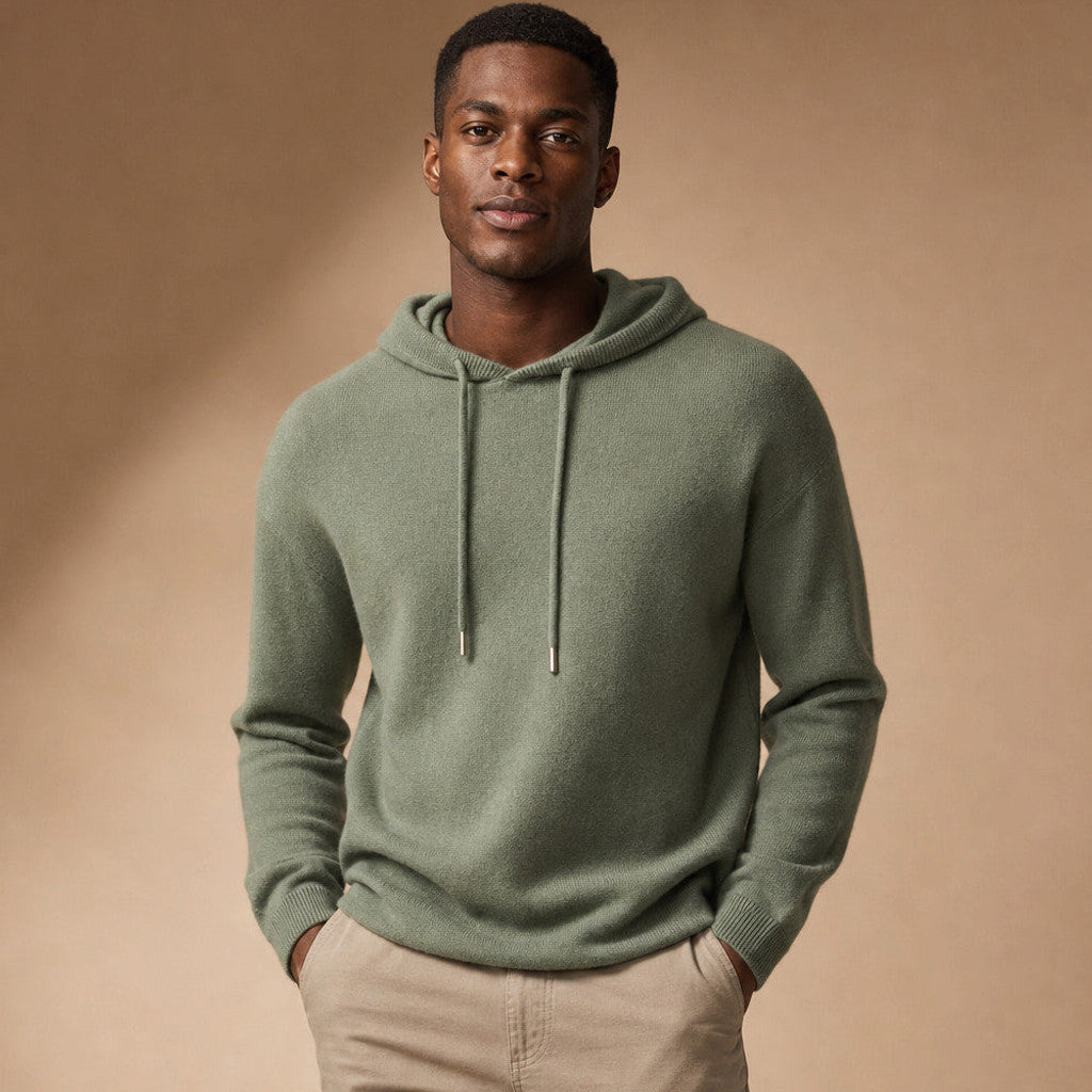 Keverne | Knitwear Hoodie Merino Knit Forest Green – Product Photo