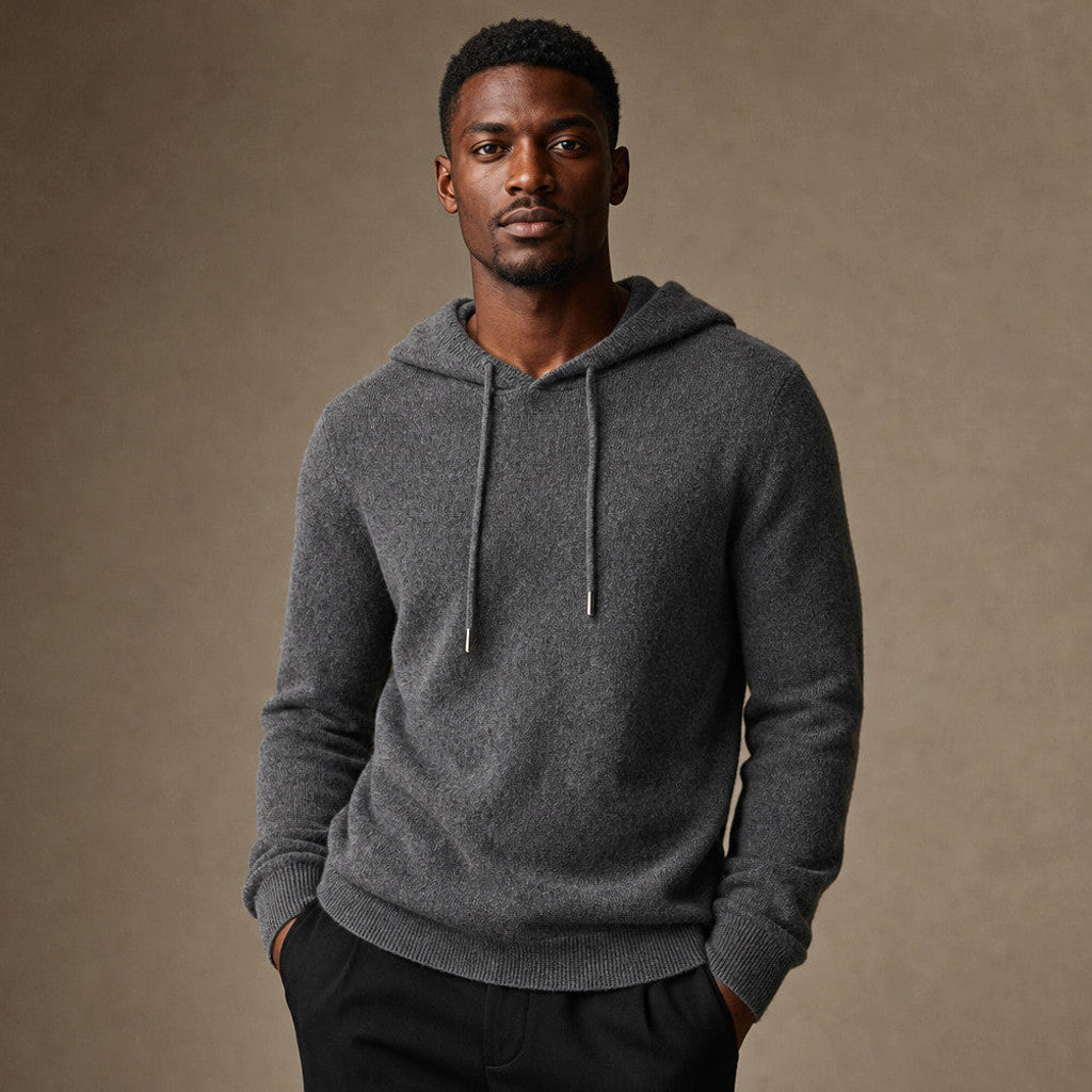 Keverne | Knitwear Hoodie Merino Knit Graphite – Product Photo