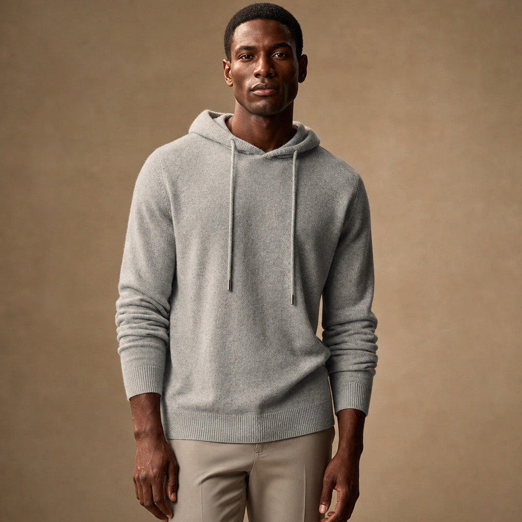 Keverne | Knitwear Hoodie Merino Knit in Grey – Premium Editorial