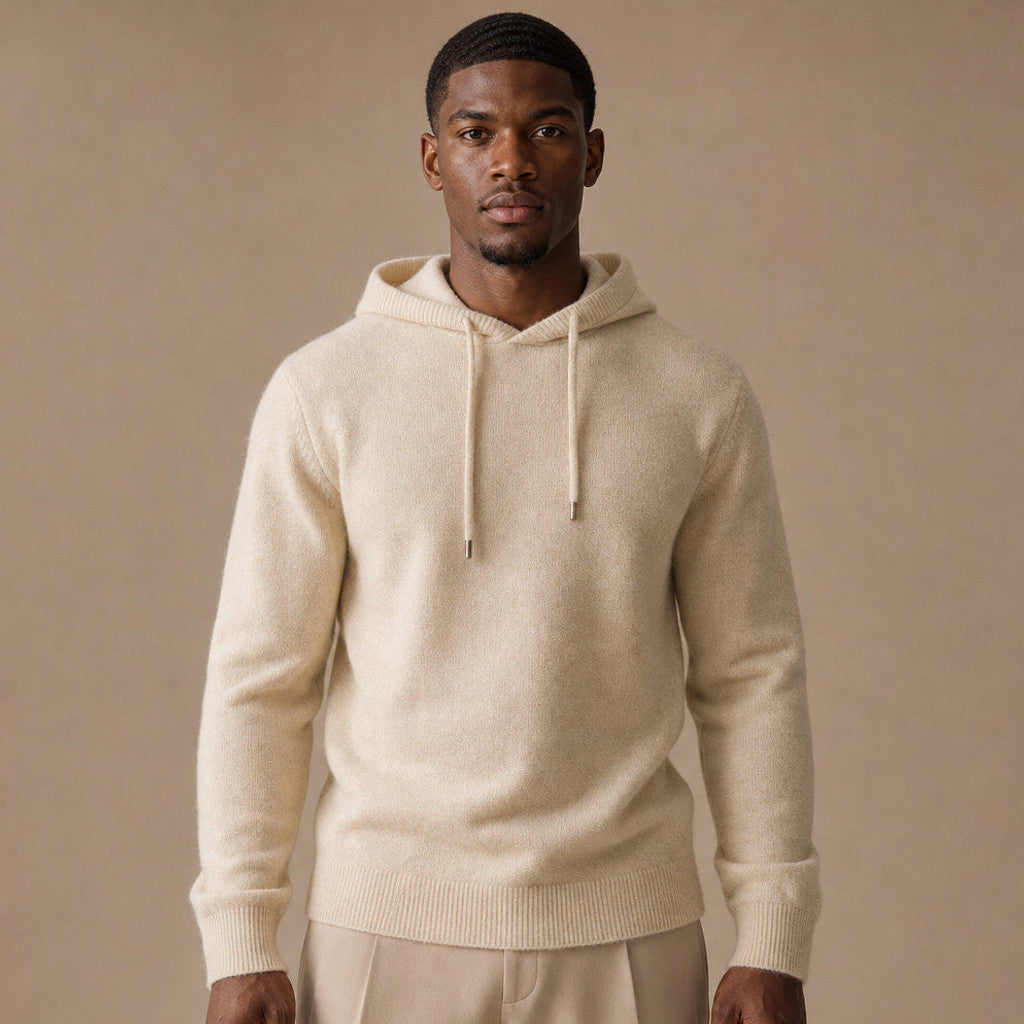 Keverne | Knitwear Hoodie Merino Knit in Oat – Premium Editorial
