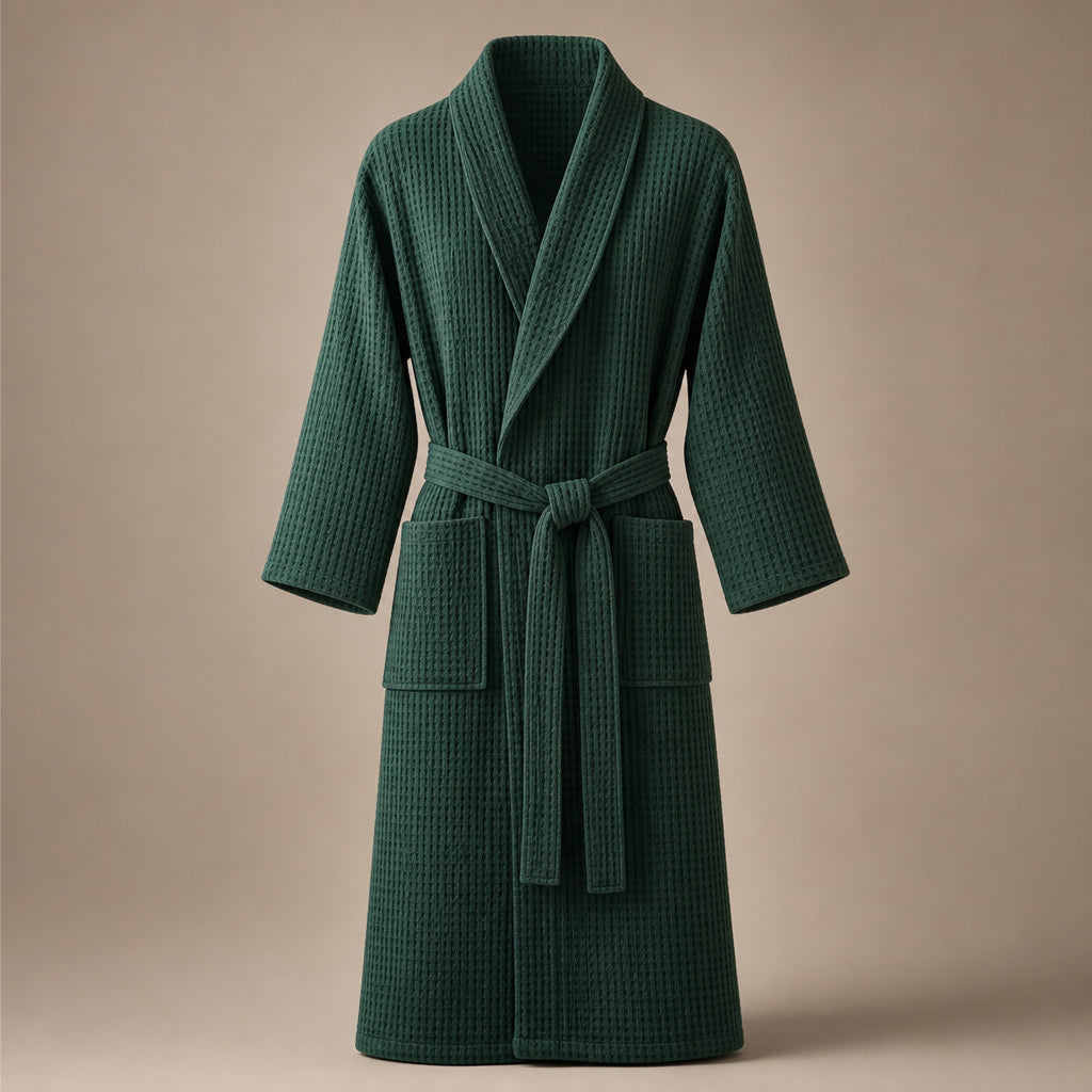 Waffle Cotton Bathrobe Belted in Green – Tomosino Premium Menswear