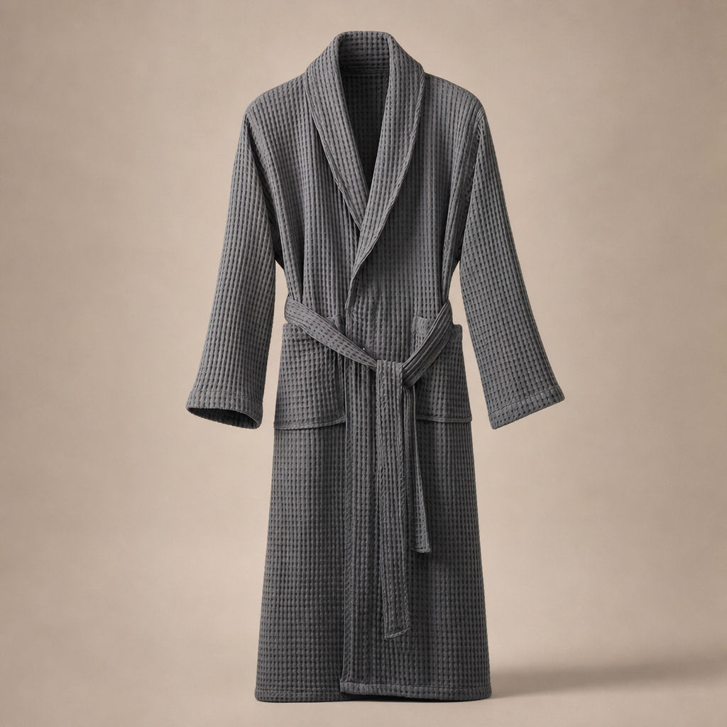 Waffle Cotton Bathrobe Belted in Grey – Tomosino Premium Menswear