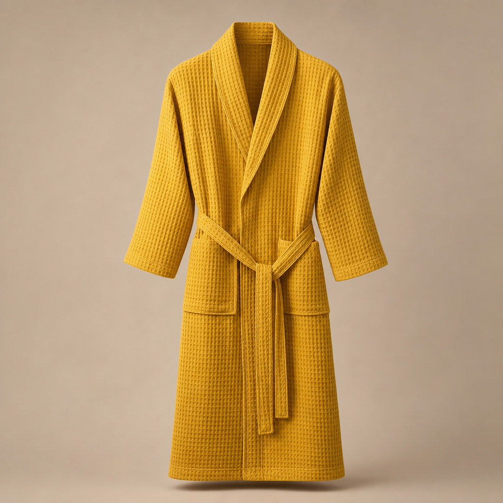Waffle Cotton Bathrobe Belted in Yellow – Tomosino Premium Menswear
