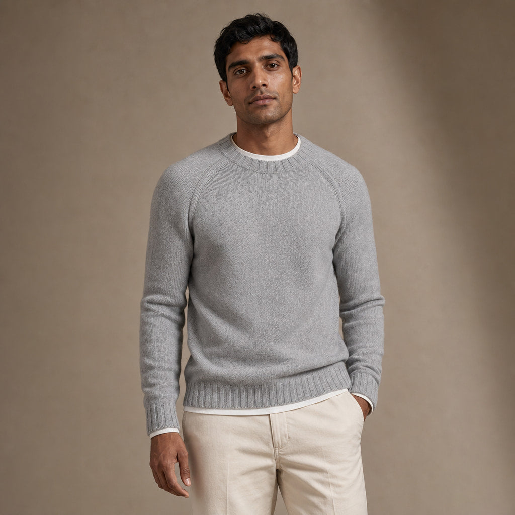 Crew Neck Sweater Raglan Sleeve Grey – Product Photo