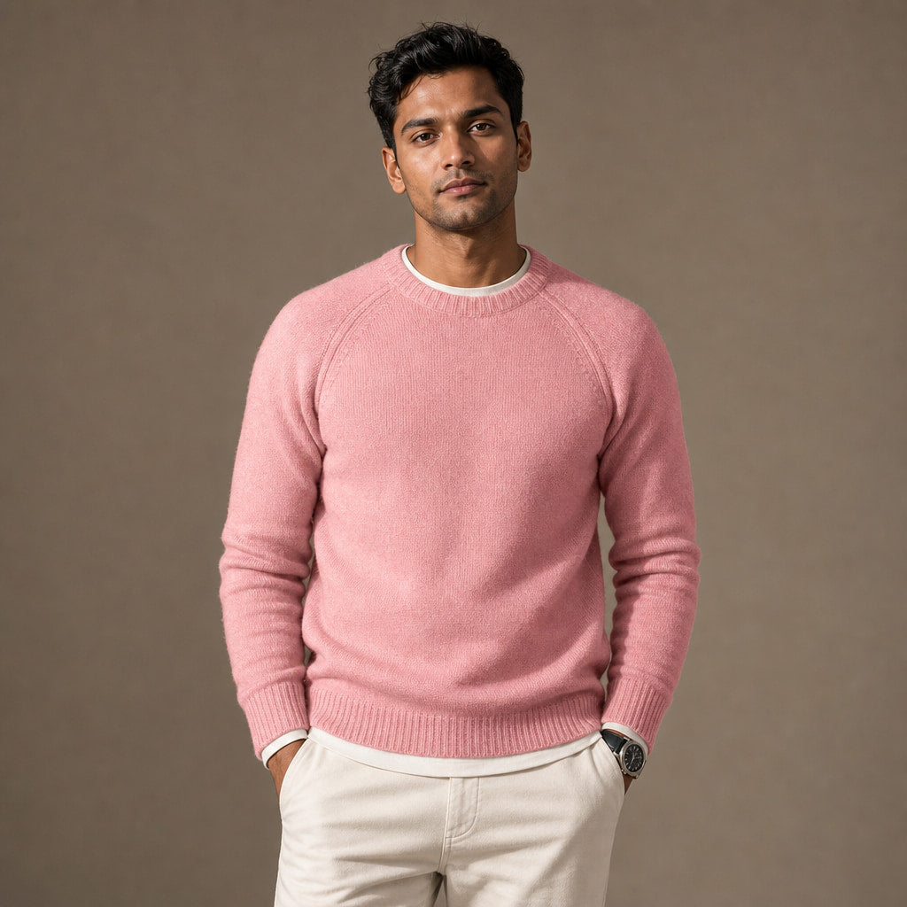 Crew Neck Sweater Raglan Sleeve Pink – Product Photo