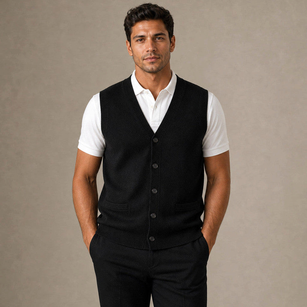 Lemuel | Sweater Vest V-Neck Button-Up Knit – Product Photo