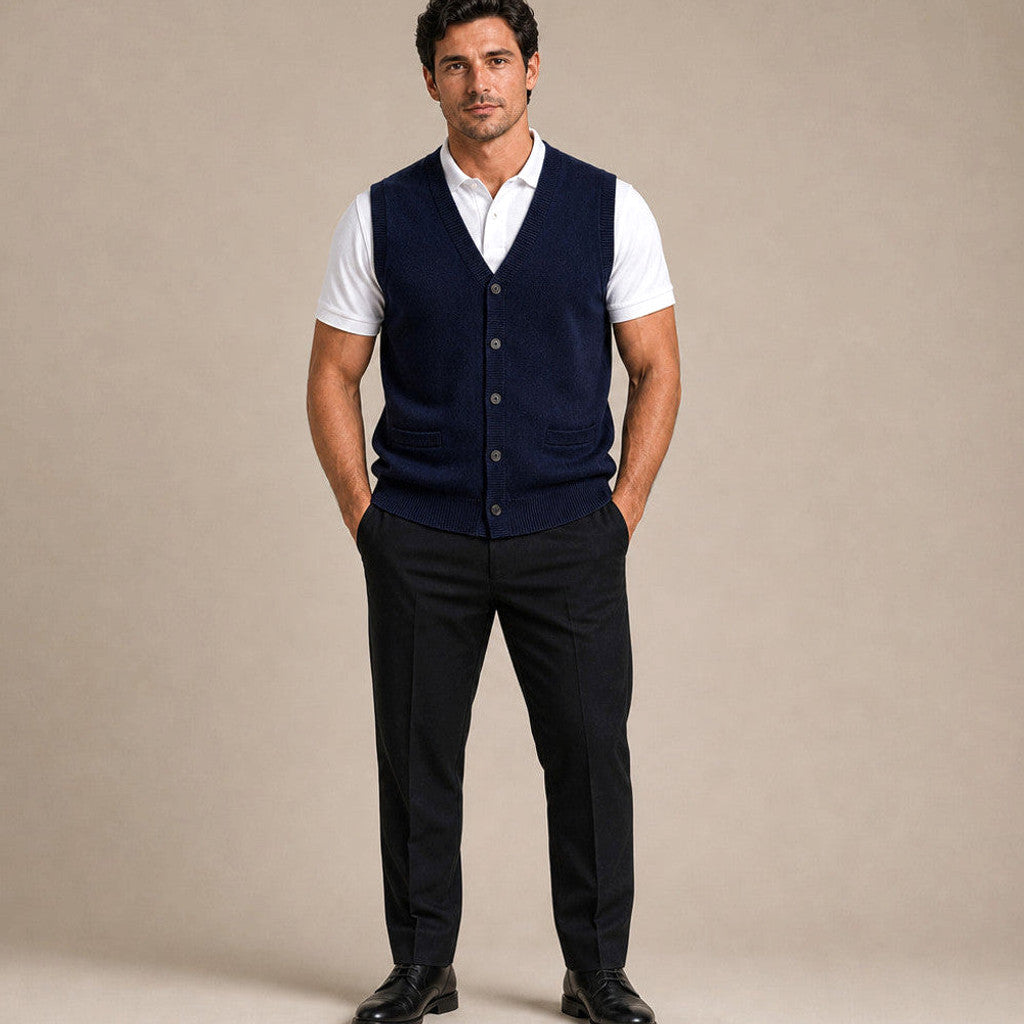 Lemuel | Sweater Vest V-Neck Button-Up Knit – Product Photo
